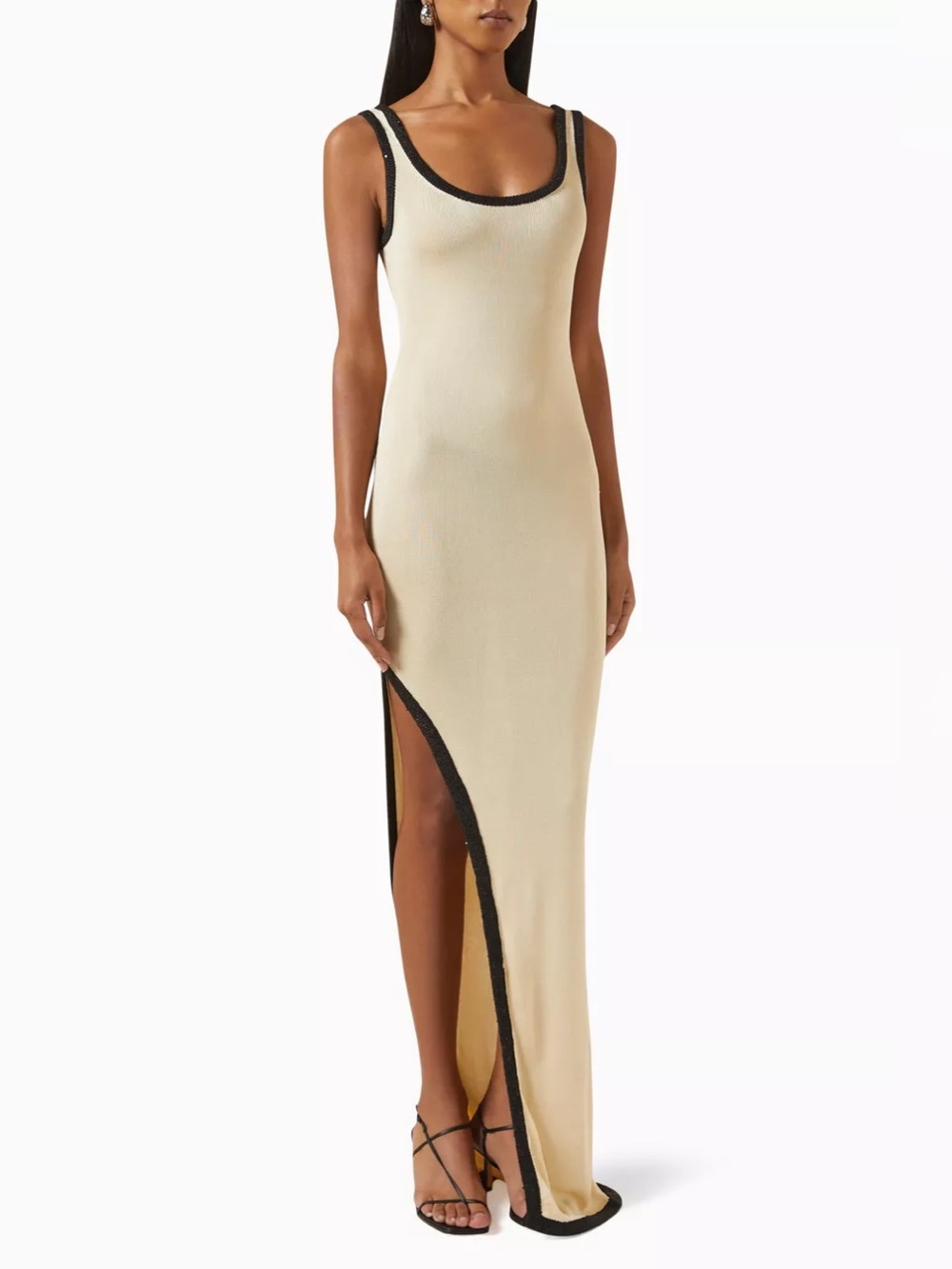 ASTA RESORT Naomi Slit Maxi Dress in Champagne